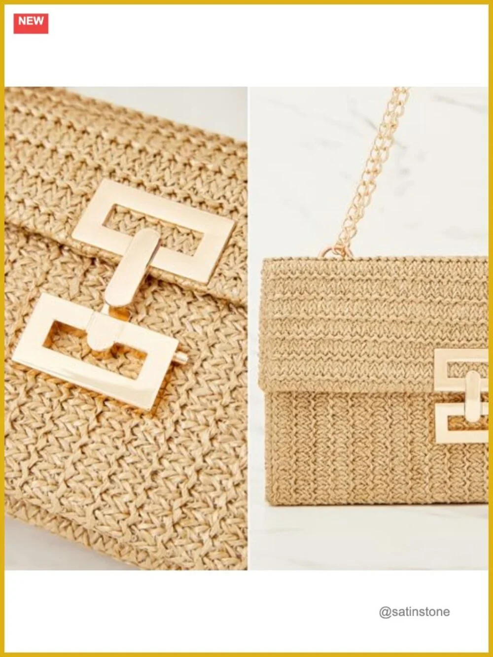 Woven Straw Clutch Purse Womens Crossbody Beach Summer Shoulder Bag